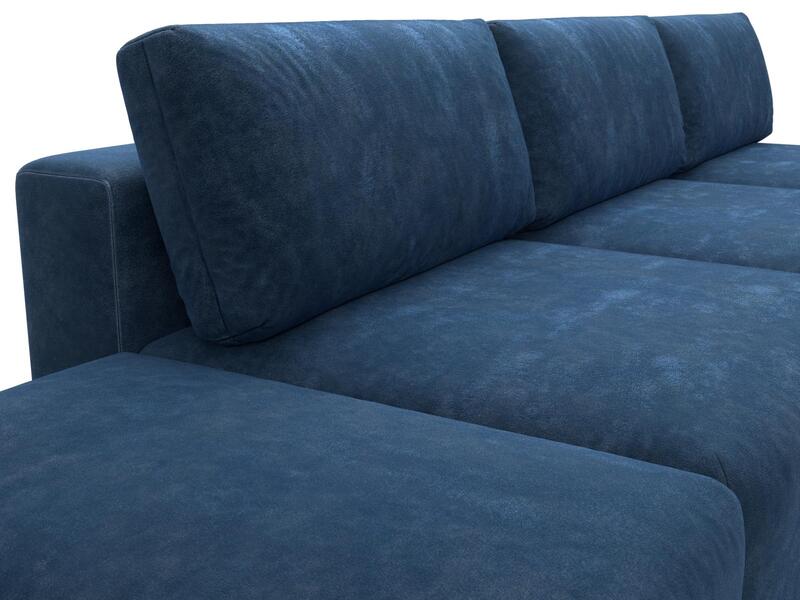 Диван прямой модульный с пуфом Лига-060 НПБ Лонг, Велюр, BRUT 11 синий