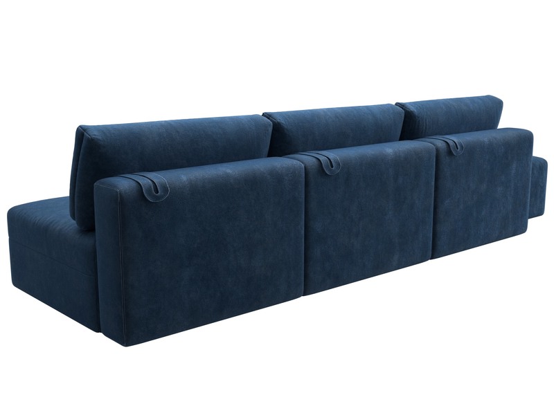 Диван прямой модульный с пуфом Лига-060 НПБ Лонг, Велюр, BRUT 11 синий