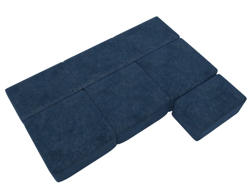 Диван прямой модульный с пуфом Лига-060 НПБ Лонг, Велюр, BRUT 11 синий