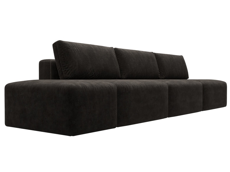 Диван прямой модульный с пуфом Лига-060 НПБ Лонг, Велюр, BRUT 17 коричневый