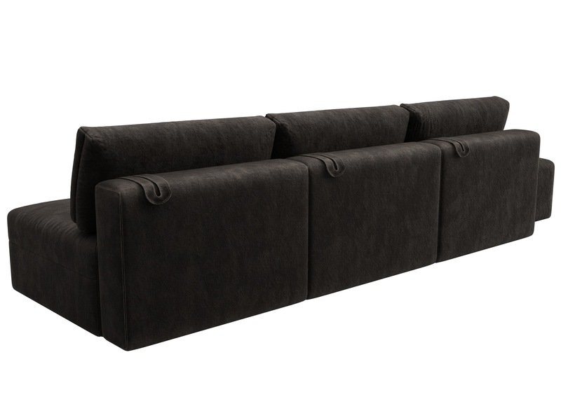 Диван прямой модульный с пуфом Лига-060 НПБ Лонг, Велюр, BRUT 17 коричневый
