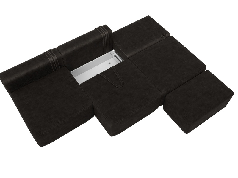 Диван прямой модульный с пуфом Лига-060 НПБ Лонг, Велюр, BRUT 17 коричневый