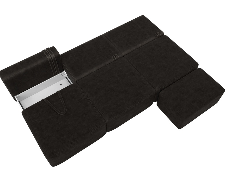 Диван прямой модульный с пуфом Лига-060 НПБ Лонг, Велюр, BRUT 17 коричневый