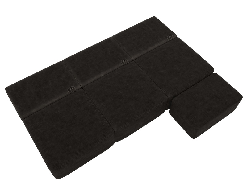 Диван прямой модульный с пуфом Лига-060 НПБ Лонг, Велюр, BRUT 17 коричневый