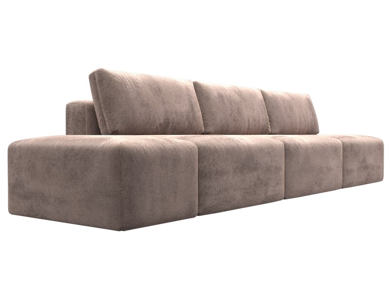 Диван прямой модульный с пуфом Лига-060 НПБ Лонг, Велюр, TOWER 05 бежевый