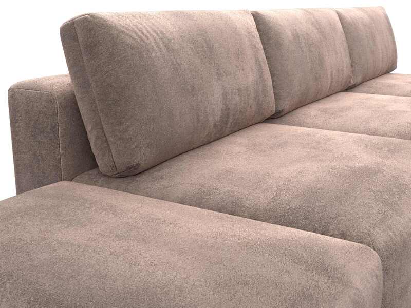 Диван прямой модульный с пуфом Лига-060 НПБ Лонг, Велюр, TOWER 05 бежевый