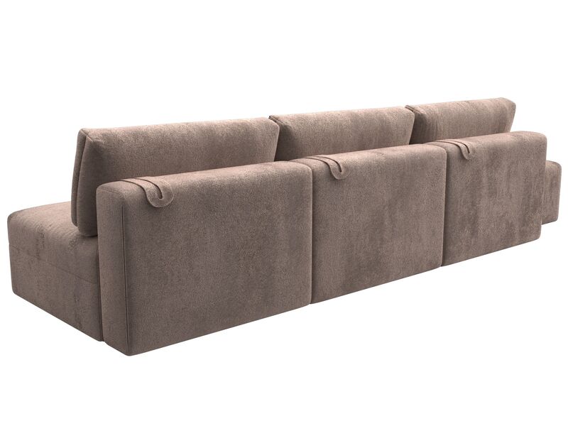 Диван прямой модульный с пуфом Лига-060 НПБ Лонг, Велюр, TOWER 05 бежевый