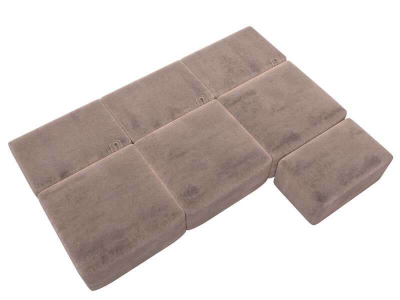 Диван прямой модульный с пуфом Лига-060 НПБ Лонг, Велюр, TOWER 05 бежевый