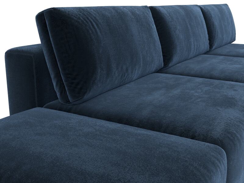 Диван прямой модульный с пуфом Лига-060 НПБ Лонг, Велюр, TOWER 13 синий