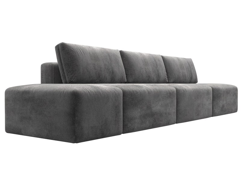 Диван прямой модульный с пуфом Лига-060 НПБ Лонг, Велюр, TOWER 10 серый