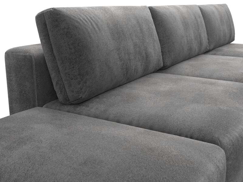 Диван прямой модульный с пуфом Лига-060 НПБ Лонг, Велюр, TOWER 10 серый