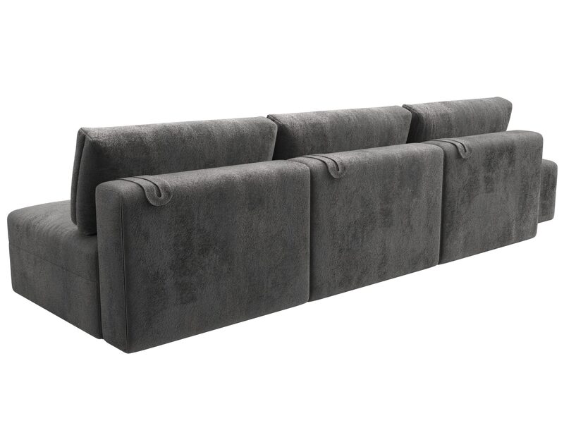 Диван прямой модульный с пуфом Лига-060 НПБ Лонг, Велюр, TOWER 10 серый
