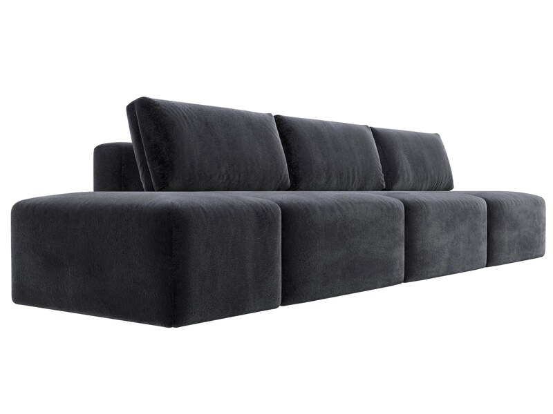 Диван прямой модульный с пуфом Лига-060 НПБ Лонг, Велюр, TOWER 11 темно-серый