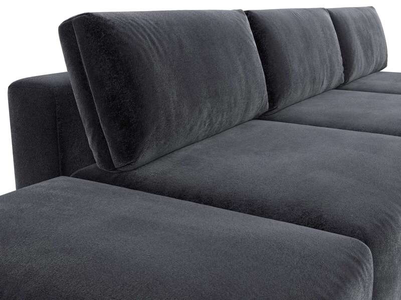 Диван прямой модульный с пуфом Лига-060 НПБ Лонг, Велюр, TOWER 11 темно-серый