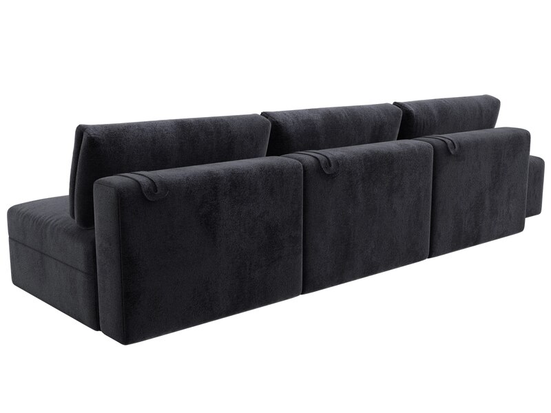 Диван прямой модульный с пуфом Лига-060 НПБ Лонг, Велюр, TOWER 11 темно-серый