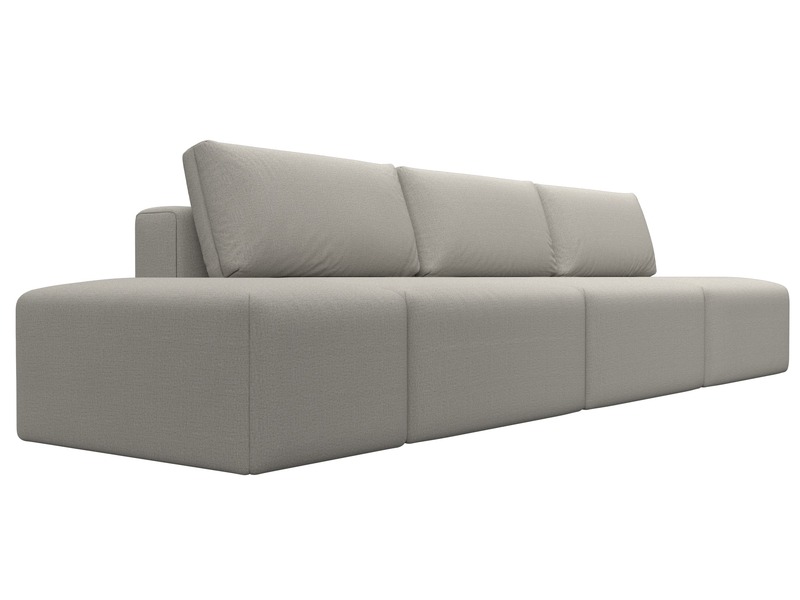 Диван прямой модульный с пуфом Лига-060 НПБ Лонг, Рогожка, Амур 02 бежевый