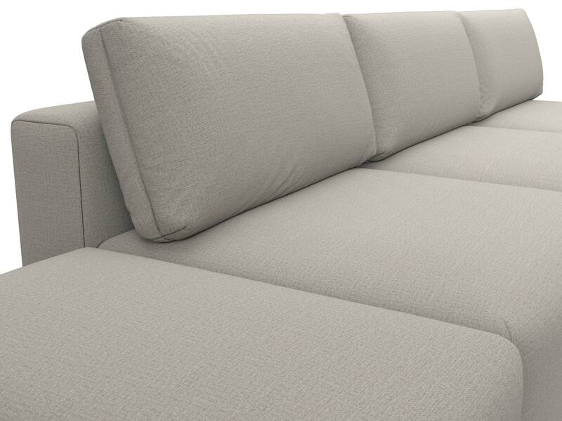 Диван прямой модульный с пуфом Лига-060 НПБ Лонг, Рогожка, Амур 02 бежевый