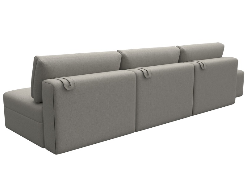 Диван прямой модульный с пуфом Лига-060 НПБ Лонг, Рогожка, Амур 02 бежевый