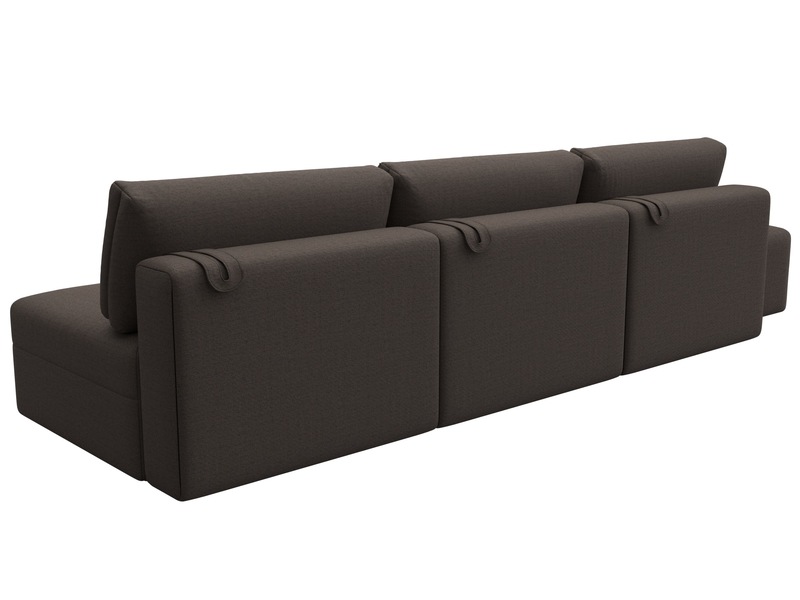 Диван прямой модульный с пуфом Лига-060 НПБ Лонг, Рогожка, Амур 05 коричневый