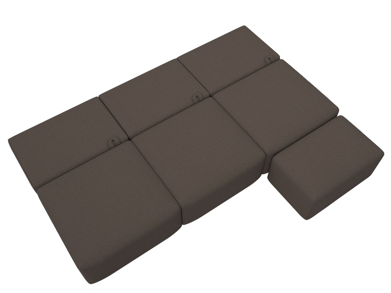 Диван прямой модульный с пуфом Лига-060 НПБ Лонг, Рогожка, Амур 05 коричневый