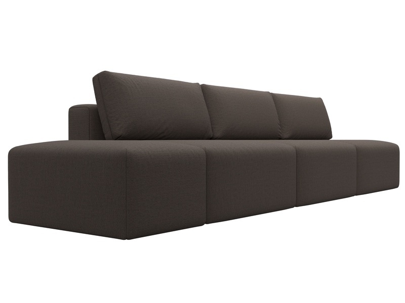 Диван прямой модульный с пуфом Лига-060 НПБ Лонг, Рогожка, Амур 05 коричневый