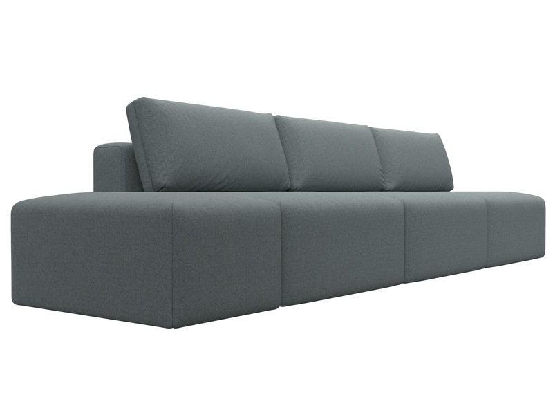 Диван прямой модульный с пуфом Лига-060 НПБ Лонг, Рогожка, Амур 07 серый