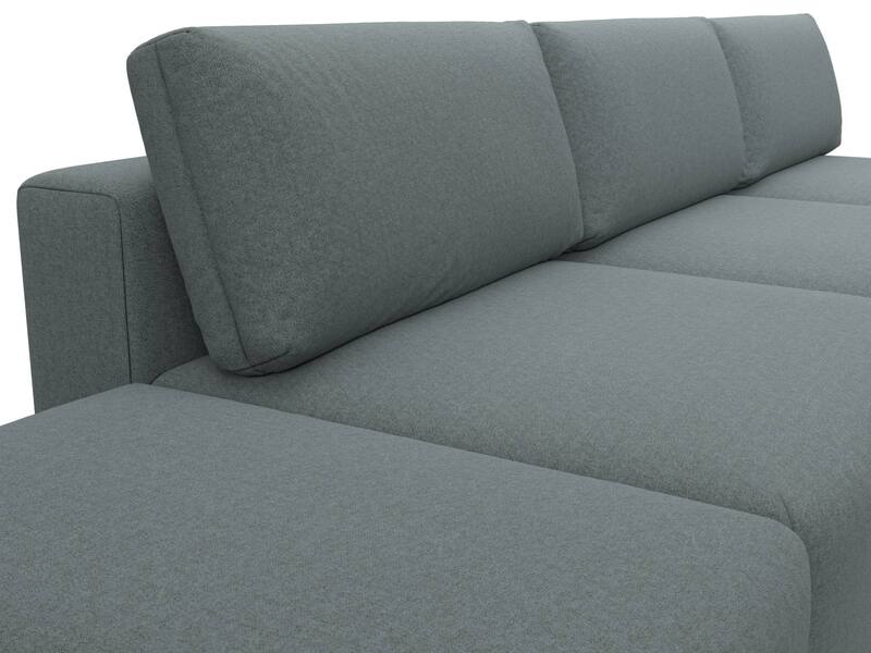 Диван прямой модульный с пуфом Лига-060 НПБ Лонг, Рогожка, Амур 07 серый