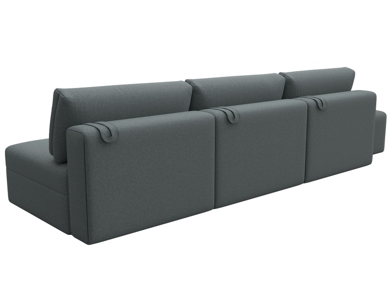 Диван прямой модульный с пуфом Лига-060 НПБ Лонг, Рогожка, Амур 07 серый