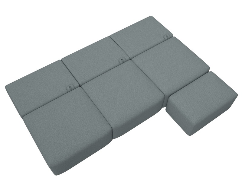 Диван прямой модульный с пуфом Лига-060 НПБ Лонг, Рогожка, Амур 07 серый