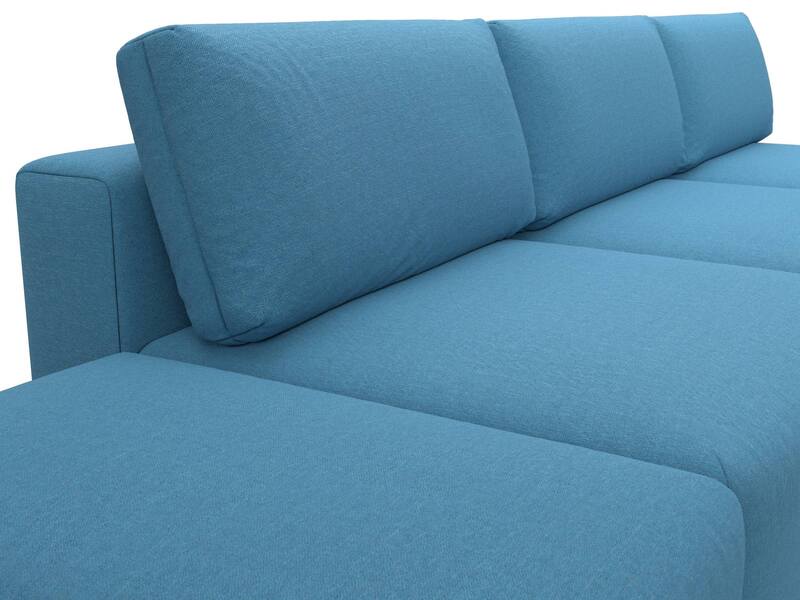 Диван прямой модульный с пуфом Лига-060 НПБ Лонг, Рогожка, Амур 10 голубой