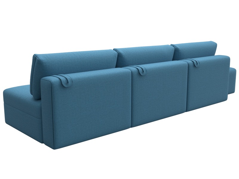 Диван прямой модульный с пуфом Лига-060 НПБ Лонг, Рогожка, Амур 10 голубой