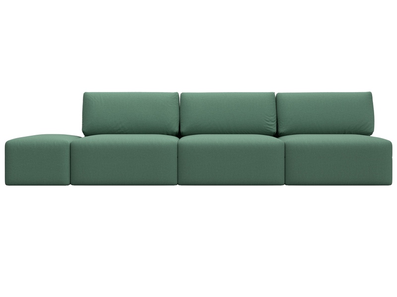 Диван прямой модульный с пуфом Лига-060 НПБ Лонг, Рогожка, Амур 11 зеленый