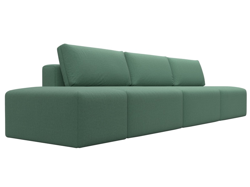 Диван прямой модульный с пуфом Лига-060 НПБ Лонг, Рогожка, Амур 11 зеленый