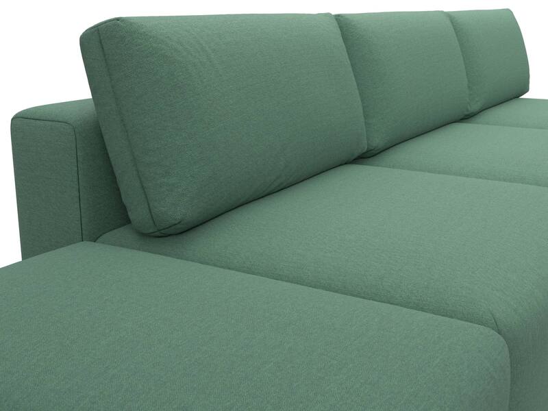 Диван прямой модульный с пуфом Лига-060 НПБ Лонг, Рогожка, Амур 11 зеленый