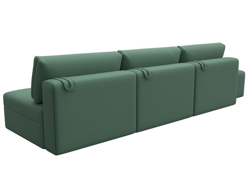 Диван прямой модульный с пуфом Лига-060 НПБ Лонг, Рогожка, Амур 11 зеленый