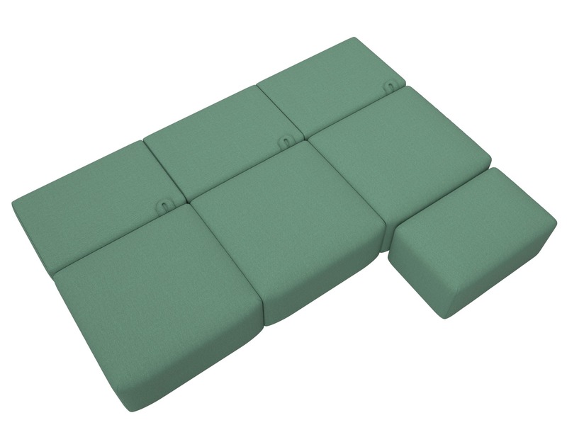 Диван прямой модульный с пуфом Лига-060 НПБ Лонг, Рогожка, Амур 11 зеленый