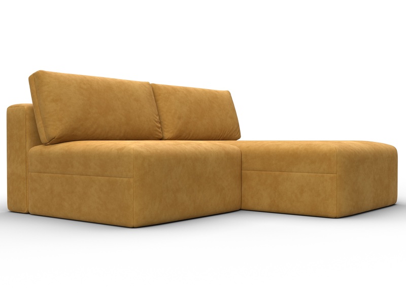 Диван угловой модульный Лига-060 НПБ угол универсальный, Велюр, BRUT 10 желтый