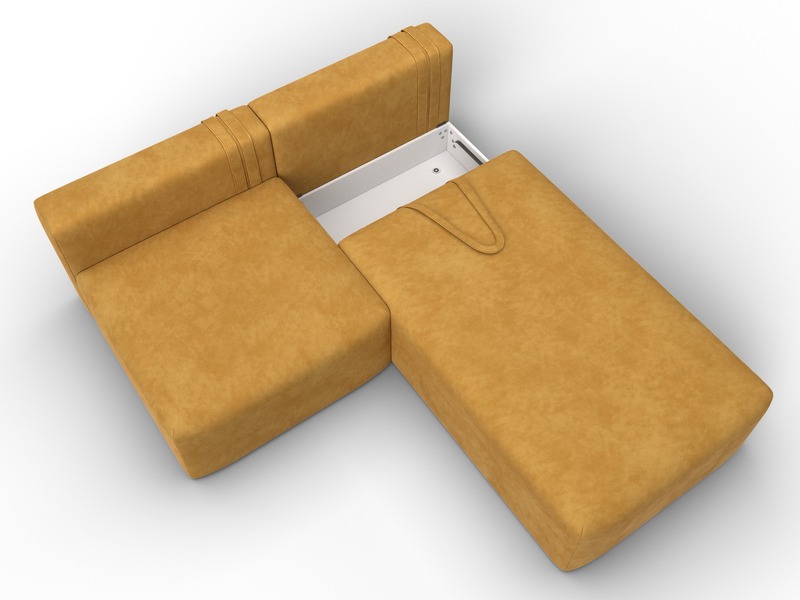 Диван угловой модульный Лига-060 НПБ угол универсальный, Велюр, BRUT 10 желтый