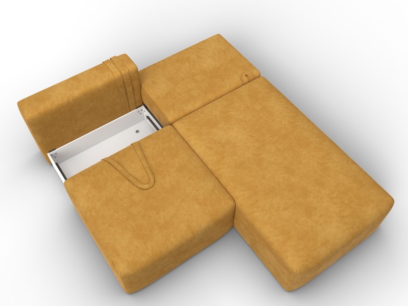 Диван угловой модульный Лига-060 НПБ угол универсальный, Велюр, BRUT 10 желтый