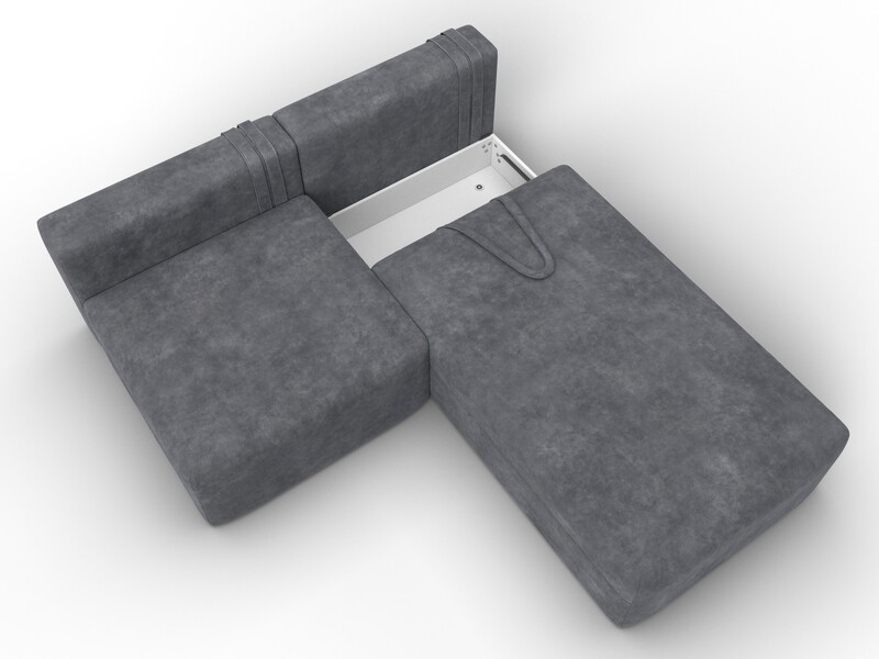 Диван угловой модульный Лига-060 НПБ угол универсальный, Велюр, BRUT 16 темно-серый