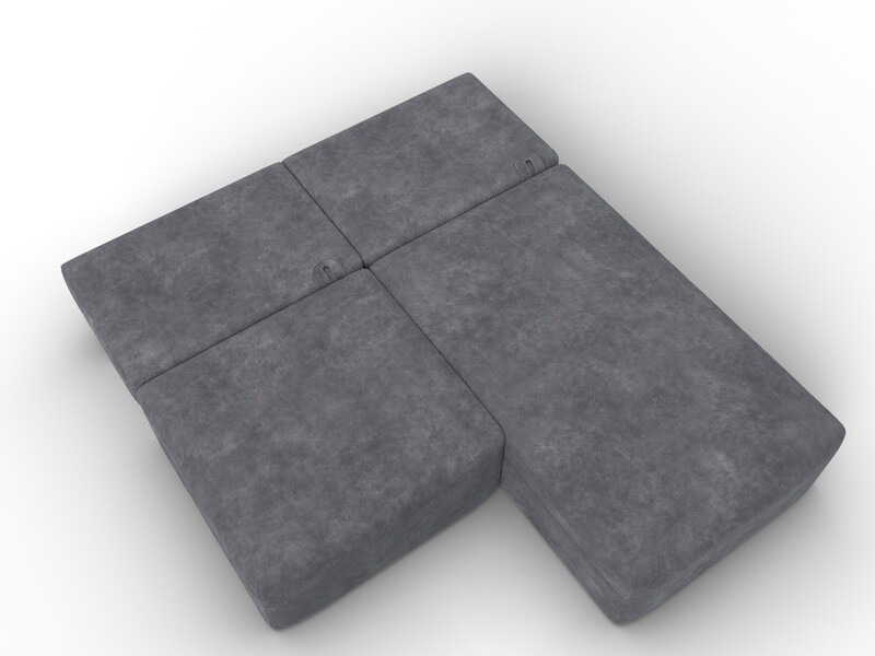 Диван угловой модульный Лига-060 НПБ угол универсальный, Велюр, BRUT 16 темно-серый