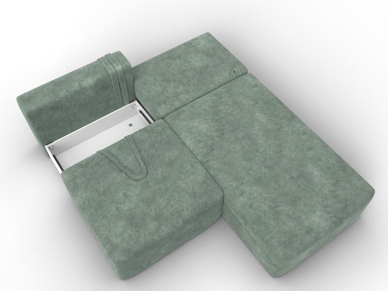 Диван угловой модульный Лига-060 НПБ угол универсальный, Велюр, BRUT 08 зеленый