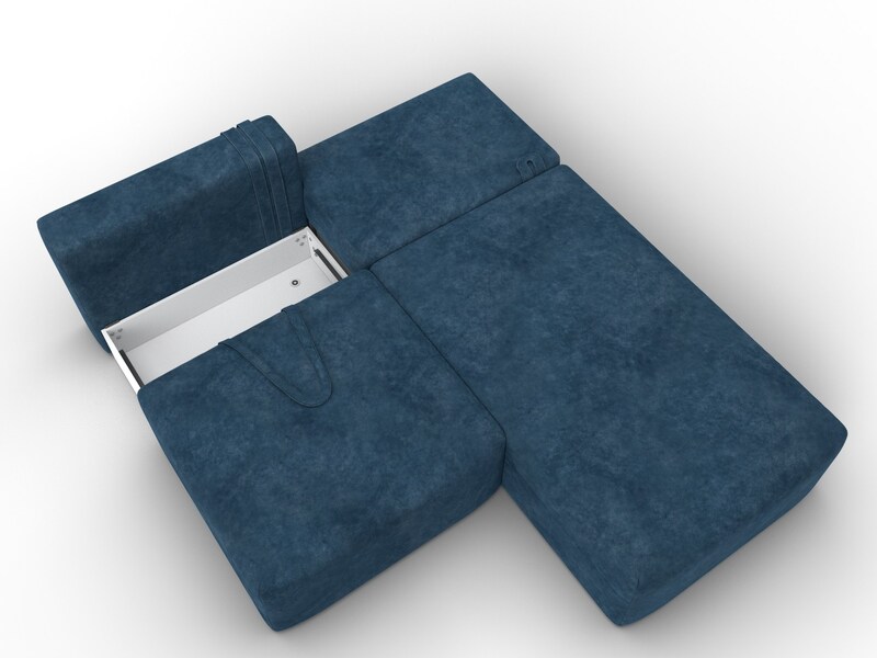 Диван угловой модульный Лига-060 НПБ угол универсальный, Велюр, BRUT 11 синий