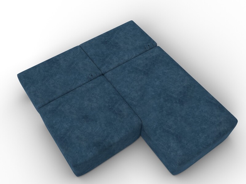 Диван угловой модульный Лига-060 НПБ угол универсальный, Велюр, BRUT 11 синий