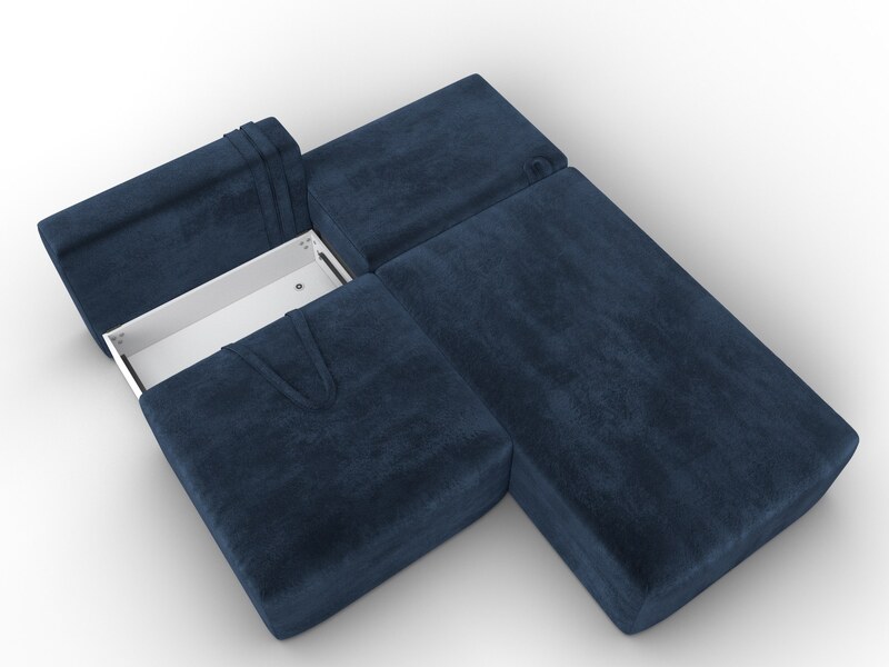 Диван угловой модульный Лига-060 НПБ угол универсальный, Велюр, TOWER 13 синий