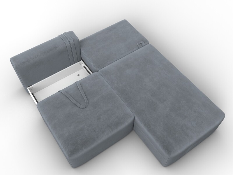 Диван угловой модульный Лига-060 НПБ угол универсальный, Велюр, TOWER 10 серый