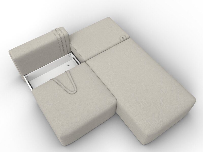 Диван угловой модульный Лига-060 НПБ угол универсальный, Рогожка, Амур 02 бежевый