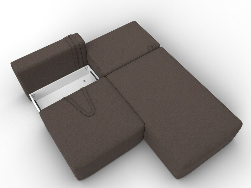 Диван угловой модульный Лига-060 НПБ угол универсальный, Рогожка, Амур 05 коричневый