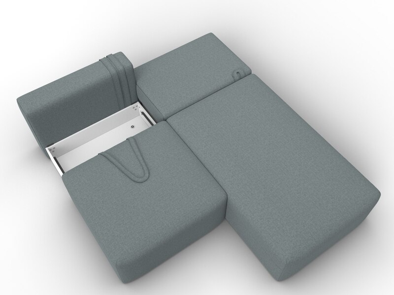 Диван угловой модульный Лига-060 НПБ угол универсальный, Рогожка, Амур 07 серый