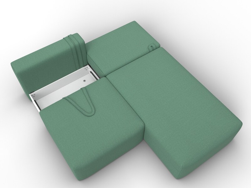 Диван угловой модульный Лига-060 НПБ угол универсальный, Рогожка, Амур 11 зеленый